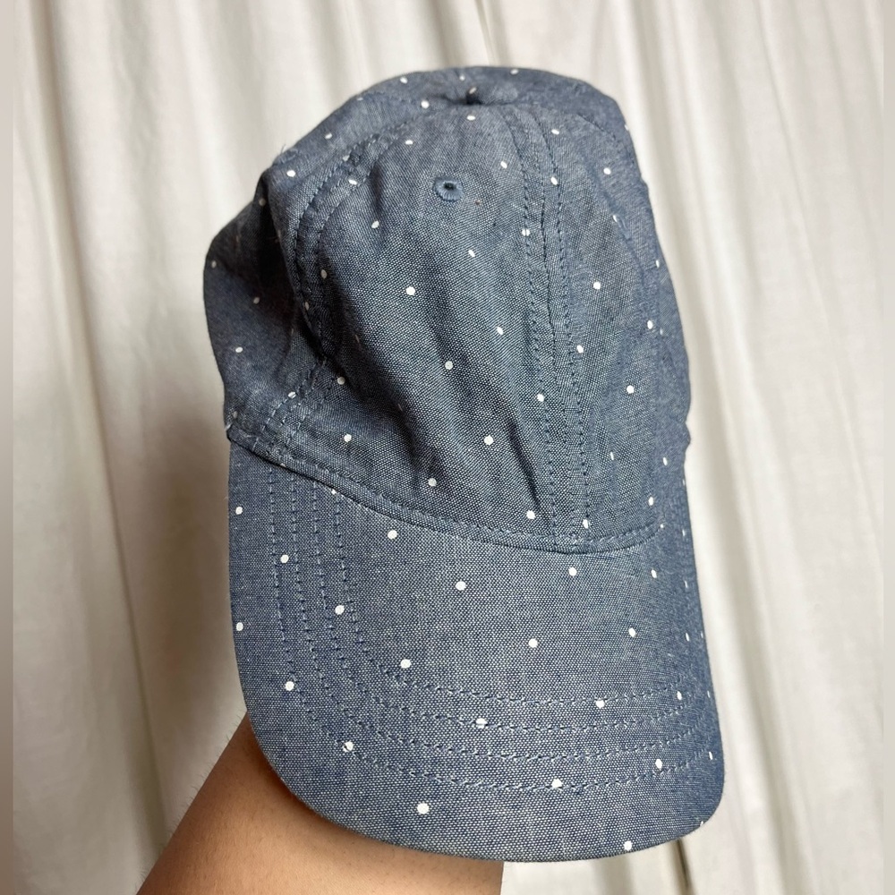 American Eagle AEO Women’s Chambray Blue White Polka Dot Baseball Cap Hat OSFM